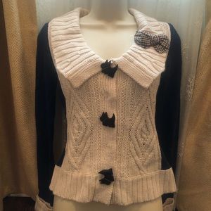 Anthropologie Scottie Dog sweater Field Flower xs